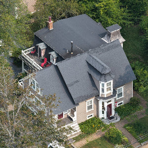 Aerial view of the floral cottage, Lunenburg