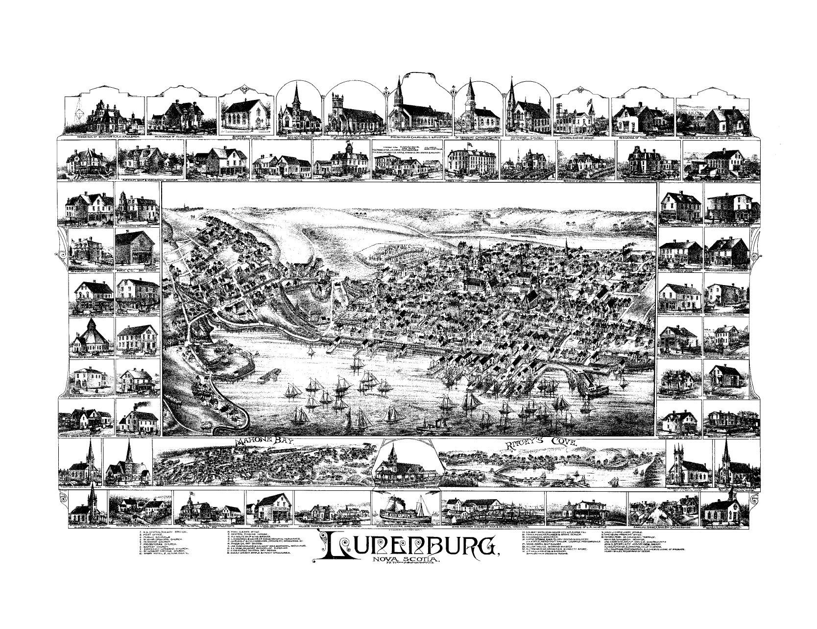 Bird's Eye View 1890 Lunenburg map – Lunenburg Heritage Society