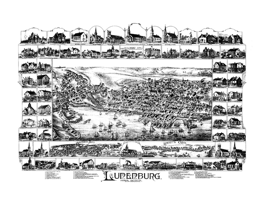 Bird's Eye View 1890 Lunenburg map